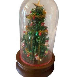 Vintage San Francisco Music Box Co Glass Dome Musical Light Up Christmas Tree